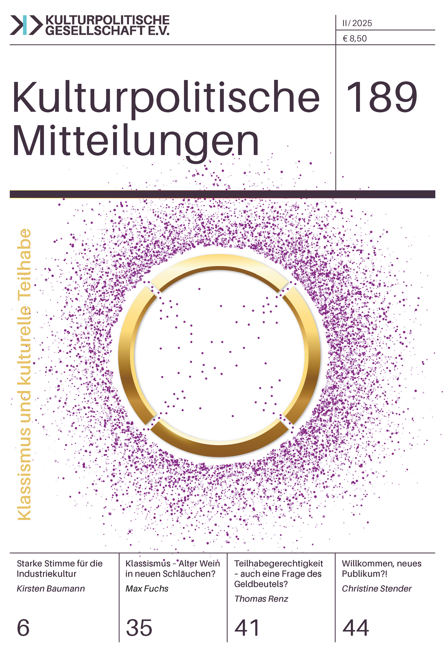 Kulturpolitische Mitteilungen • Heft 189 • II/2025: Klassismus und kulturelle Teilhabe