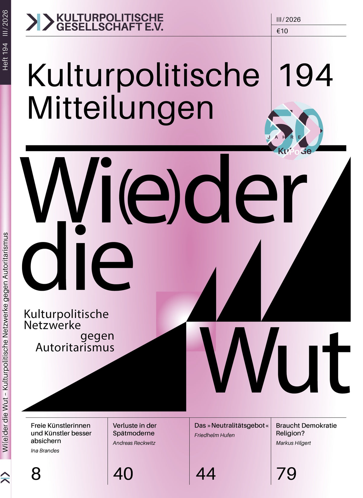 Kulturpolitische Mitteilungen • Heft 194 • III/2026: Wi(e)der die Wut