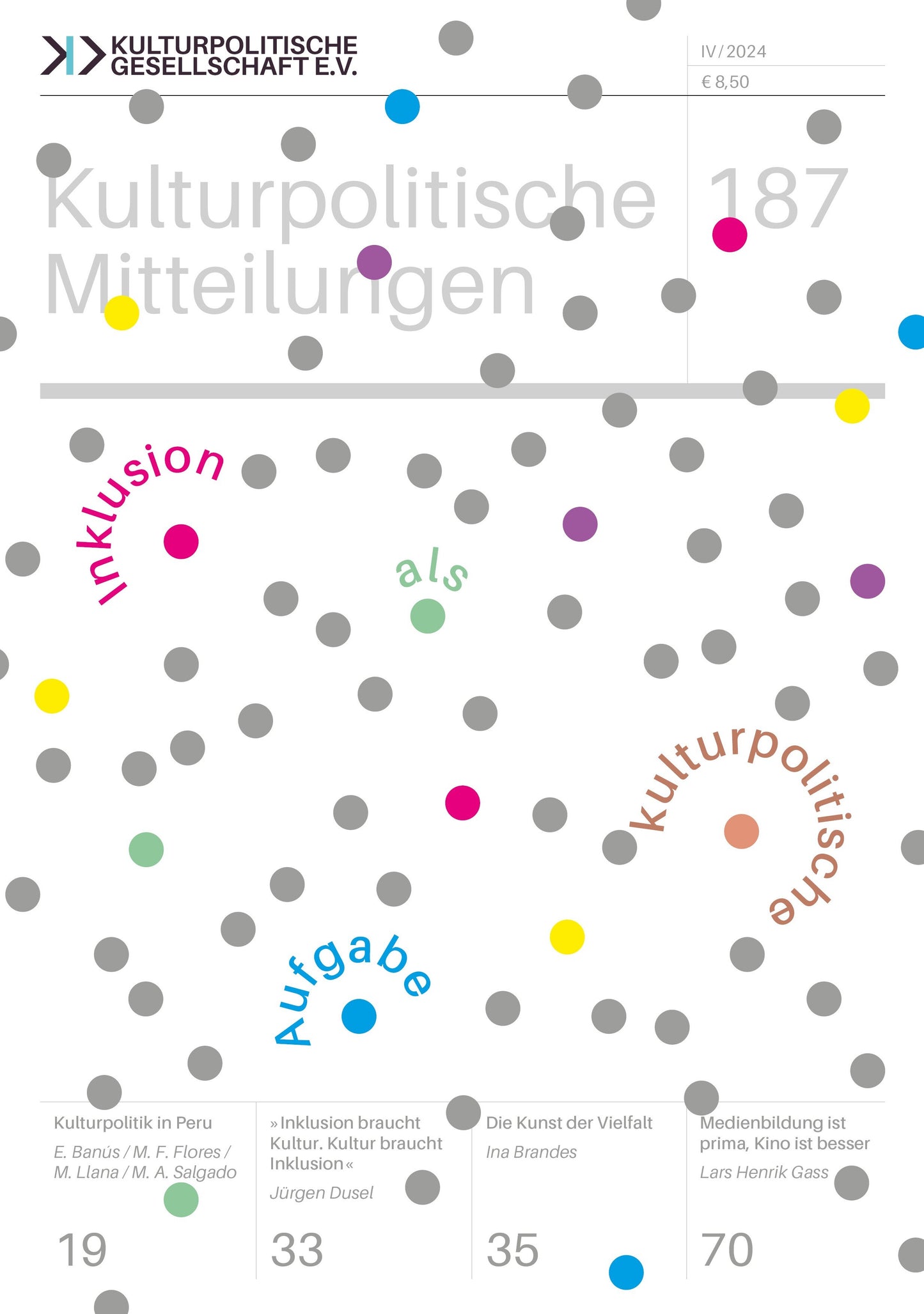 Kulturpolitische Mitteilungen • Heft 187 • IV/2024: Inklusion als kulturpolitische Aufgabe