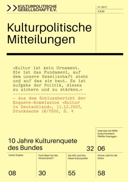 Kulturpolitische Mitteilungen • Heft 159 IV/2017: 10 Jahre Kulturenquete des Bundes