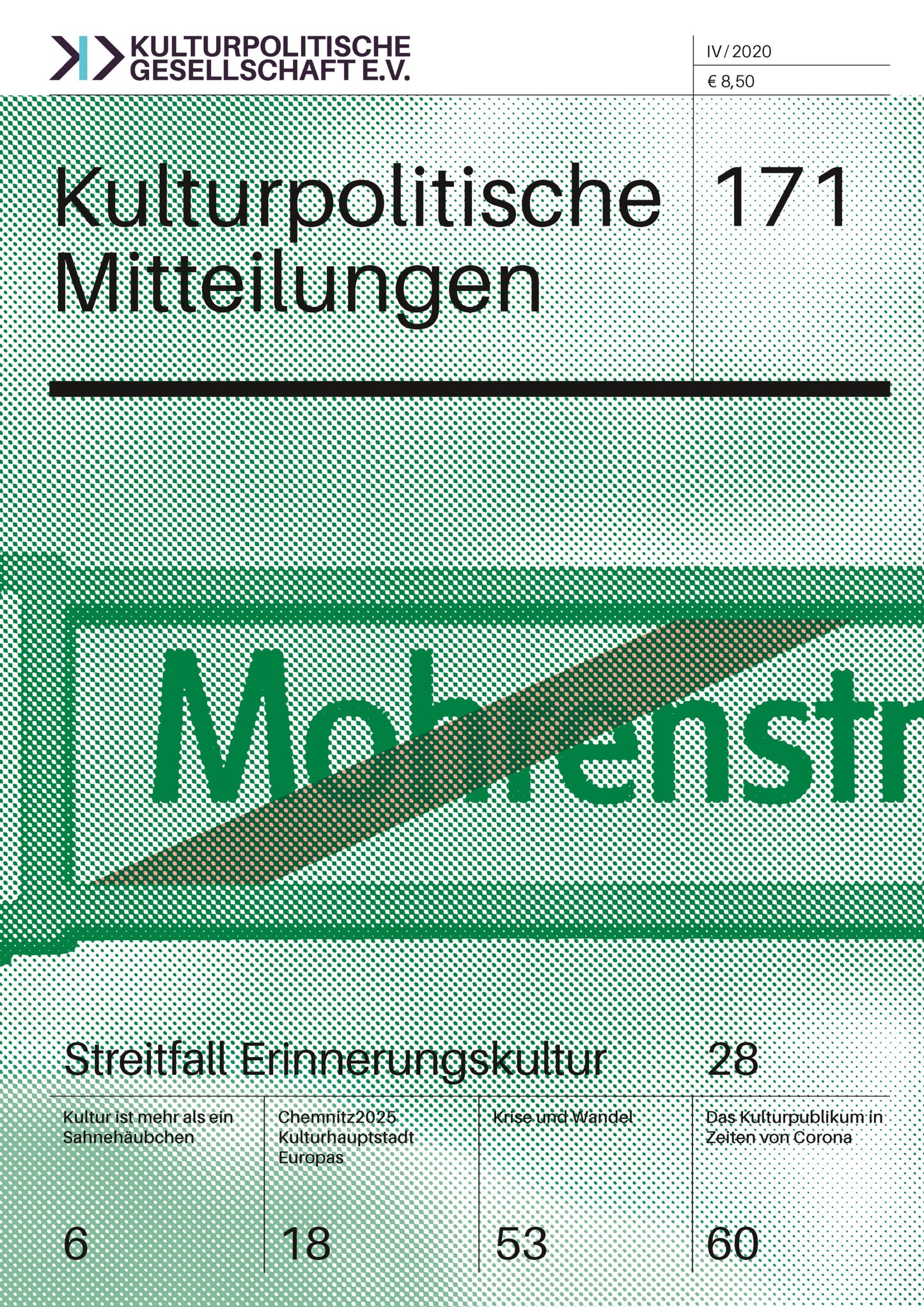 Kulturpolitische Mitteilungen • Heft 171 IV/2020: Streitfall Erinnerungskultur